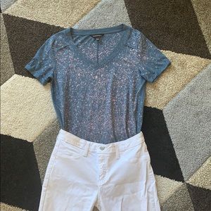 Rock & Republic Bleach Splash V Neck Tee